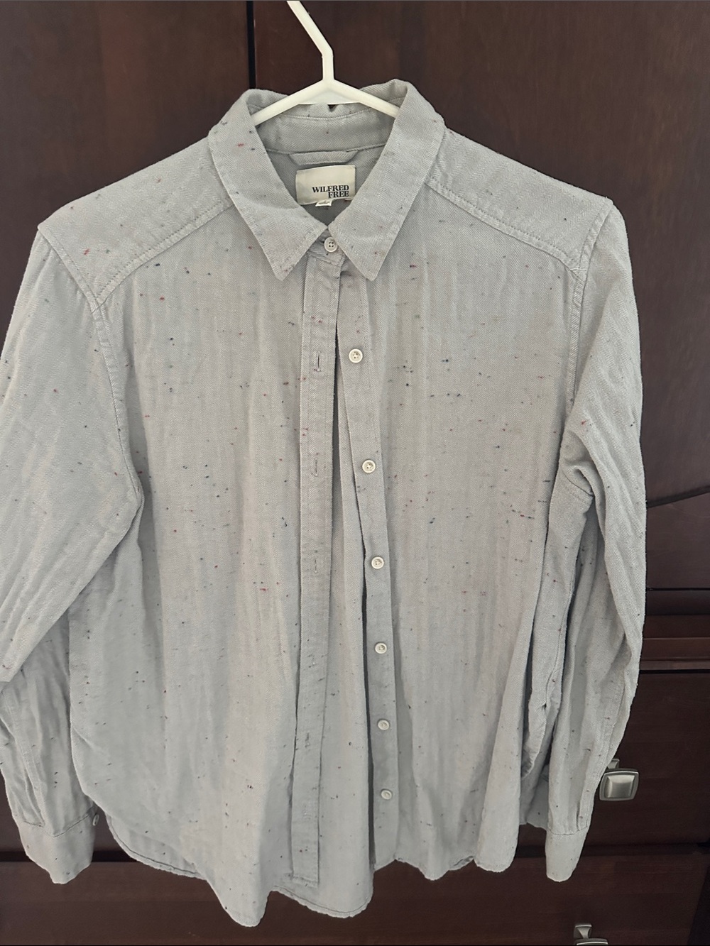 Wilfred Light Gray Speckled Cotton Button-Up Shirt